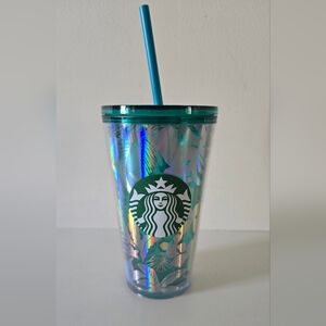 Starbucks Iridescent Tropical Leaf Cold Cup Tumbler 16oz Reusable Cup